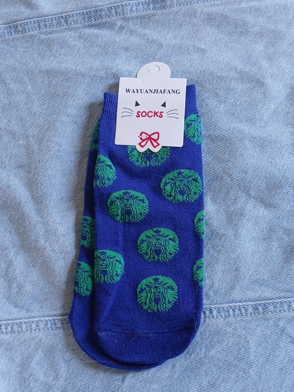 Wayuanjiafang Socks Ankle Periwinkle Blue And Green New Tags Starbucks Siren